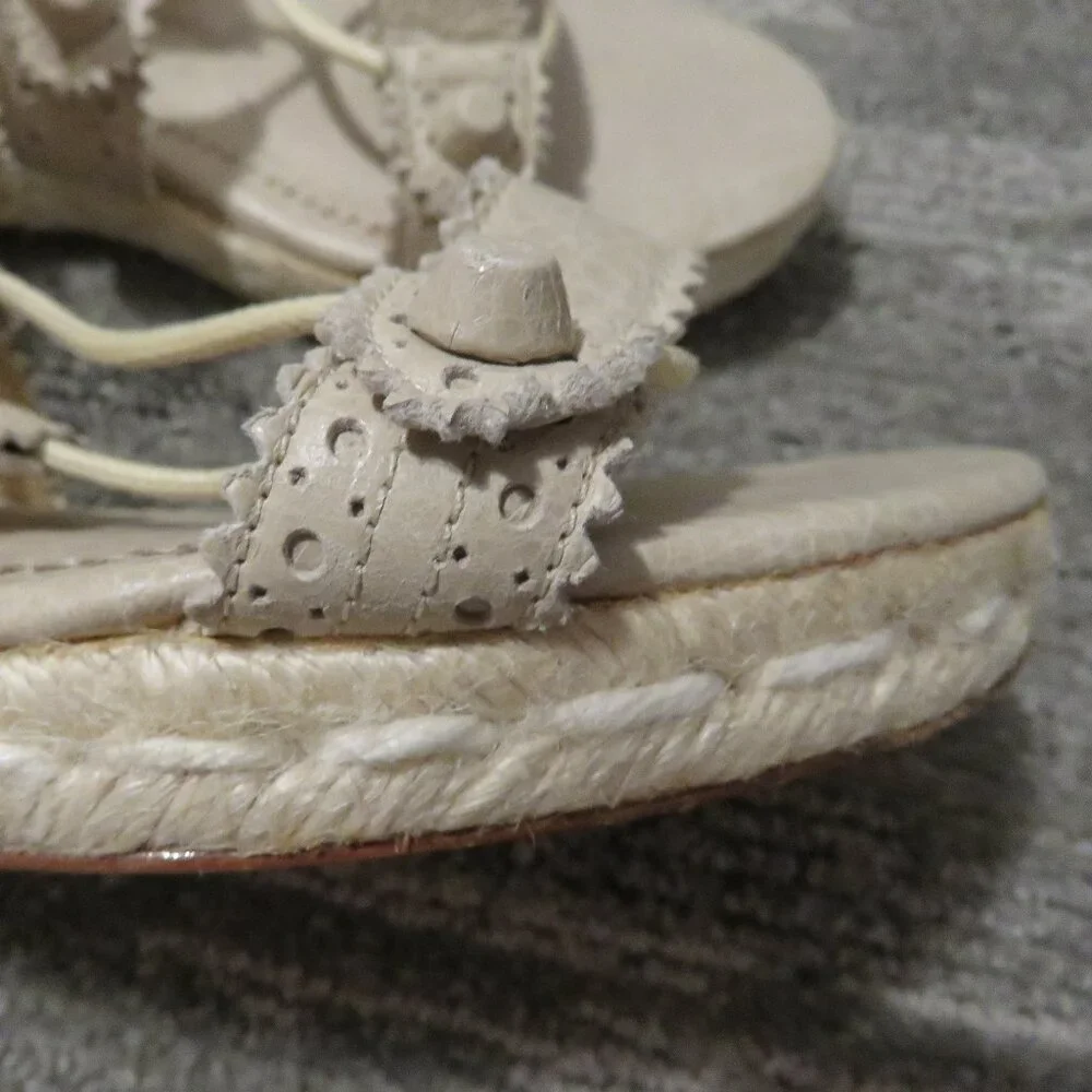 BALENCIAGA PARIS Arena Leather Gladiator Ankle Wrap Espadrilles in Praline Sz 6 - Picture 13 of 15